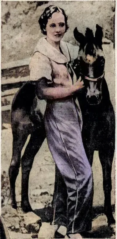 15-year-old Dorothy Drain poses next to a pony. Months after this photo was taken she was "brutally slain as she slept". (The Times 11 Oct 1936)