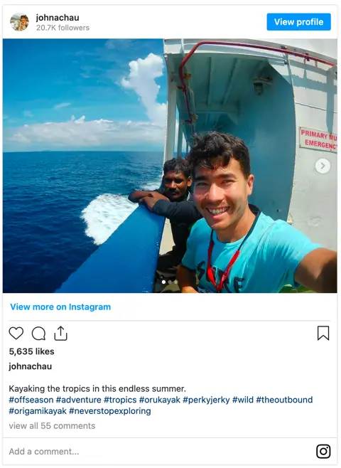 John Allen Chau's Instagram page before his visit to the island.