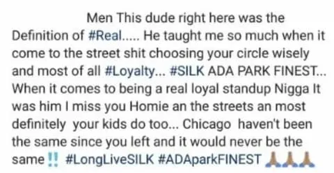 King Von often mentioned his father "Silk" on his social media accounts.