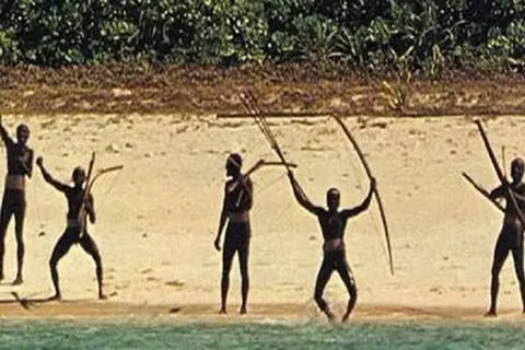 The remote and near uninhabited North Sentinel Island. Experts estimate that less than 100 tribesmen live on the island.