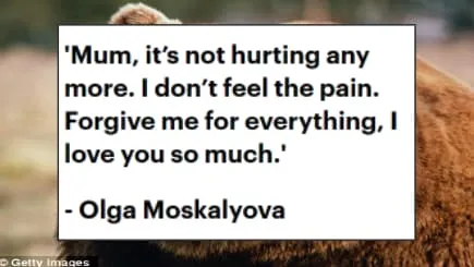 Olga Moskalyova's final call to her mother. Her last words spoken are heart-breaking, "I love you so much."
