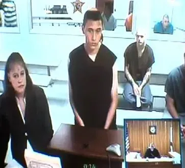 Tyler Hadley faces the judge before his final sentence of two life sentences.